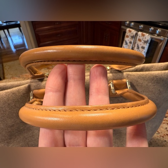 Tory Burch Dana Grayish Beige Wool/Leather Tote Bag Purse - Picture 7 of 16